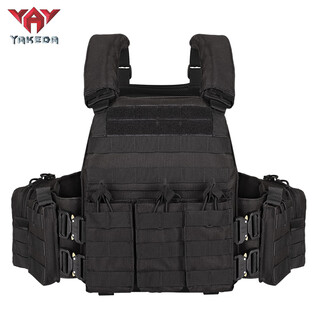Yakeda tactical vest new lightweight molle tactical vest quick release black full set of plug-in boards universal black standard does not include protective plates