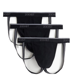 2(x)ist men's cotton stretch thongs 3-pack breathable and comfortable adult underwear y-shaped back design black/black/black x large size