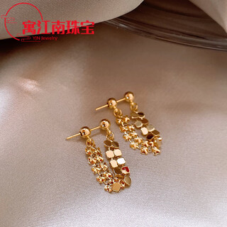 Fat donglai same style 18k rose gold mother-of-pearl earrings gold tassel women light luxury 2024 18k yellow l gold tassel earrings