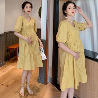 Zhenxiqi maternity dress spring and summer fashion tops skirt v-neck loose long skirt large size summer style
