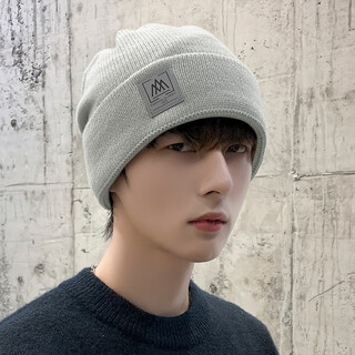 Haoguan (haoguan) hat men's autumn and winter warm woolen hat knitted hat fashion winter cotton hat women's baotou cold hat cold outdoor light gray one size