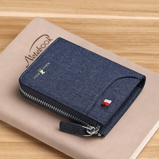 Williampolo emperor paul short wallet men's canvas trendy korean version multi-functional card holder wallet zipper driver's license coin purse