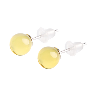 Mujue blue amber earrings, amber earrings, beeswax earrings, women's versatile birthday gift, silver-inlaid earrings, 925 silver for girlfriend, pair of earrings