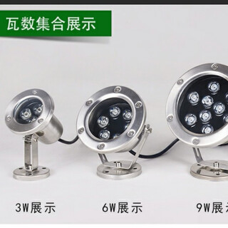 LED水底灯3w6w9w12w18w水池水下灯鱼池景观灯喷泉灯防水七彩射灯 3瓦 白光