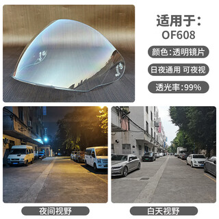 Ls2ls2of608 half-helmet lens, windproof, sunshade, waterproof, multi-color optional, day and night universal aurora red electroplated red lens, transparent