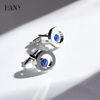 Hany (hany) french shirt cuff shirt, light luxury crystal men's blue cufflinks, custom retro buttons, simple gift, cufflinks, love around the island