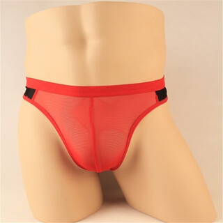 Private shang men's underwear sexy low waist briefs t-pants black and red color matching t-pants stretch one size 170jin jin equals 0.5kg inner red