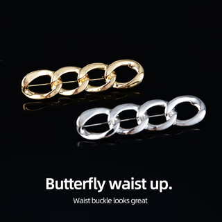 Zuoou's new pin buckle jeans waist-tightening tool, the waist can be changed to a smaller waist without seams, removable and tightening, adjustable fixed buckle, gold + silver