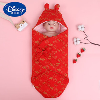 Disney (disney) baby blanket sleeping bag pure cotton anti-jump swaddle newborn delivery room bag single baby blanket and quilt spring and autumn china red momofuku
