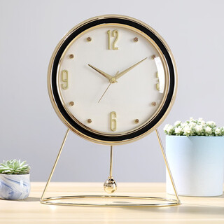 Hense creative desk clock modern light luxury desktop clock living room desktop clock decoration ornament quartz clock hd58 white