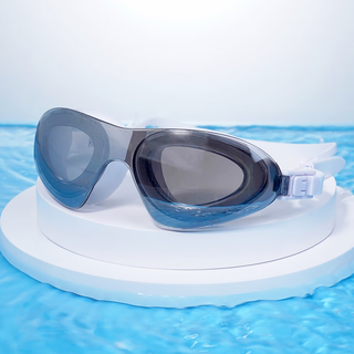 Rabigala swimming goggles women's large frame coated swimming goggles anti-fog and waterproof swimming goggles for adult men and women butterfly style frameless white silver color