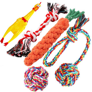 Cute star pet dog toy anti-crush teeth cleaning set cotton rope braided ball interactive training screaming chicken dog supplies