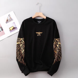 Boy25 new men's and women's eagle wings long sleeve round neck couple wear single sweatshirt black new wings l (suitable for 115-130 jin jin equals 0.5 kg)
