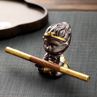 Buchuo tea set accessories tea pet ornaments purple clay ornaments pu'er tea knife tea needles tea ceremony six gentlemen tea art ornaments 2 rosewood ruyi tea knife + monkey king tea pet