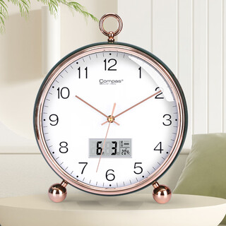 Kangbas simple table clock living room bedroom study desktop clock 2025 creative fashion desk clock calendar quartz clock 3476y calendar dark green white (29 cm)