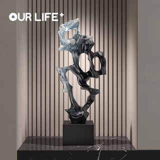 Ole's taihu stone sculpture ornaments, housewarming gifts, living room entrance wine cabinet decorations, simple abstract crafts, medium transparent taihu stone, 49 cm high