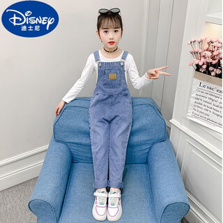 Disney (disney) girls denim overalls spring and autumn trousers girls autumn clothes older children two-piece suit children's loose western style overalls single piece mk-212 overalls 150 regular size don't be too big