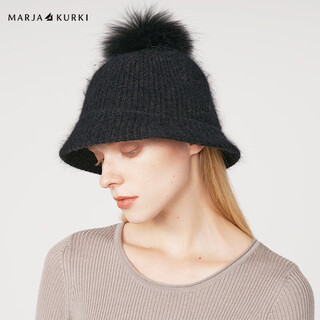 Maria gucci (marja kurki) warm fisherman hat women's rabbit fur ball basin hat fashion face shaping bucket hat whispering softly 6mm471199 black