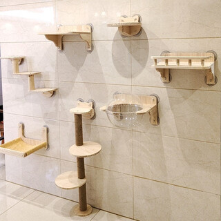 Suction cup cat wall-mounted punch-free glass cat climbing frame hammock solid wood cat nest luxury large ladder space capsule cat scratching board wear-resistant scratch-resistant claw cat toy wall furniture luxury package