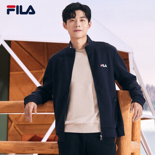 Fila official men's knitted casual zipper jacket autumn and winter stand collar business men's commuter jacket legend blue-nv l 175/96a