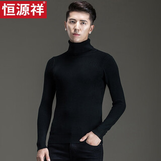 Hengyuanxiang worsted turtleneck wool sweater for men 100 pure. wool 2024 thin cashmere sweater autumn and winter sweater black m
