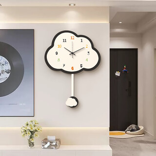 Long time no see cream style wall clock living room simple creative clock home restaurant cloud wall clock hanging watch