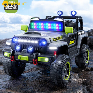 Basilic children's electric car four-wheel off-road car remote control toy car can seat men and women 1-6 years old baby stroller warrior gray