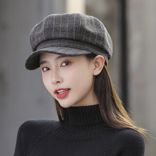 Jimmy leaf autumn and winter women's hat fashion octagonal hat female british korean japanese style beret fashion simple painter hat gray
