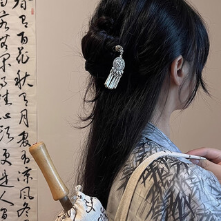 Two worlds happy retro ethnic style imitation miao silver hairpin women's step swinging tassel hairpin ancient style palace style updo hair accessories headdress