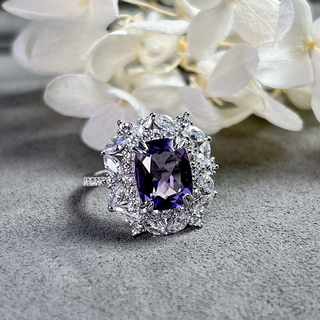 Du shen 2.60 carat amethyst ring women's natural colored gemstone jewelry 925 silver inlaid jewelry no. 13