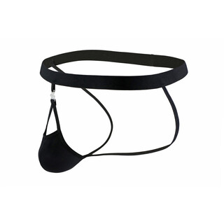 Zi jiafu men's sexy underwear, empty back thong detachable pp thong underwear with exposed bladder, men's sexy and convenient intercourse, black ribbed black cloth 4xl (108-115cm)