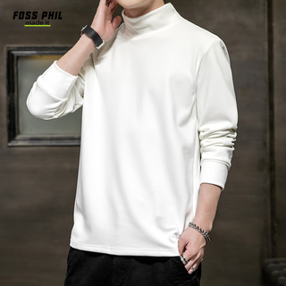 Foss phil autumn and winter warm german velvet solid color versatile inner t-shirt casual half-high collar long-sleeved bottoming fpct7 white xl