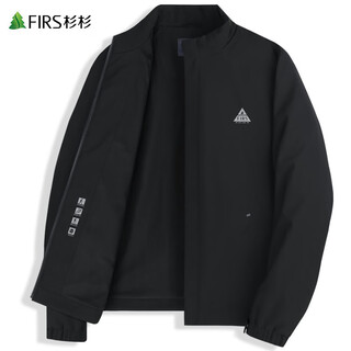 Shanshan (firs) velvet windproof outdoor stand collar jacket for men 2025 autumn new black simple anti-wrinkle jacket 123 black l (175)