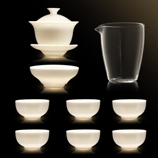 Xiduomi tea set complete set kung fu tea set mutton fat jade tea set ceramic cover bowl white porcelain home gift for teachers teacher's day men