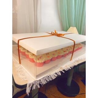 Clcey cake box extra large rectangular opening celebration holiday party large company annual meeting transparent internet celebrity cake box 18 inches 45*35*18cm thick bottom rectangular 1 set
