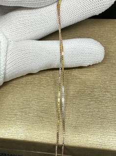 Fir crown gold necklace three-color gold necklace women's rose gold platinum o-clavicle chain gold box three-color amount 1.2 mm wide box chain 40cm