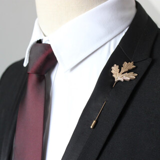 Xifei men's brooch alloy maple leaf brooch long pin style suit accessories men maple leaf gold long pin about 7.5cm