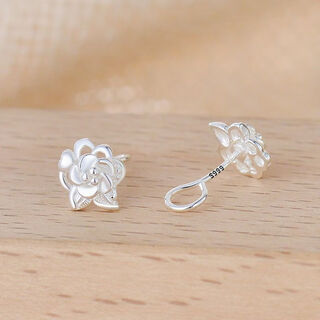 Laoli 2024 new s999 sterling silver earrings, feminine and high-end earrings, screw-buckle earrings, sweet silver earrings, curved hook style