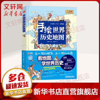 Hand-drawn world historical map humanities version hand-drawn color version