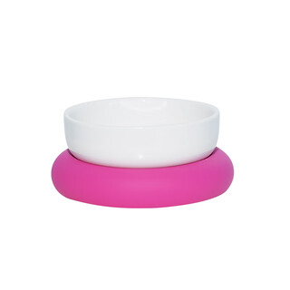 Zeze cat bowl ceramic pet bowl protects cervical vertebra dog bowl prevents overturning cat food and drinking water double bowl pet supplies white + powder (single) cat food and water bowl universal