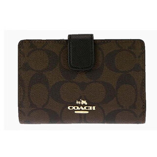 Coach coach wallet short women's wallet folding wallet dark blue gift wallet for girlfriend f54023 khaki 13*8*3cm