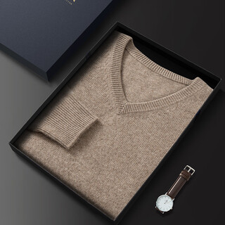 Ordos city's autumn and winter first-line ready-to-wear v-neck cashmere sweaters for men long-sleeved pullover solid color sweater base purple velvet xl