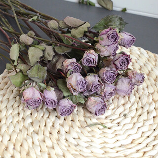 Aiman flowers real flowers multi-headed small roses dried flowers yunnan air-dried diy small fresh ins bouquet living room decoration ornaments nine-star blue fox 10 pieces dried flower bag