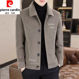 Pierre cardin new men's woolen coat short autumn and winter woolen coat men's thickened jacket top casual windbreaker khaki 2xl 120-140jin jin equals 0.5 kg