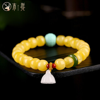 Mujue baltic amber old beeswax bracelet women's diy jade bracelet single circle old beads 8*6mm