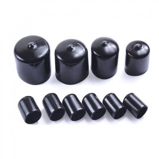 Rubber cap, rubber sheath, sealing cap, rubber plug protective cap, plastic steel pipe, rubber sleeve, thread screw nut protection, rubber sleeve cap, rubber cap, steel tooth protective sleeve, black, inner diameter 10.0 (100 pieces)