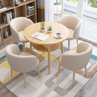 Qingzhai negotiation table and chair combination round conference table reception table modern simple leisure table and chairs one table and four chairs