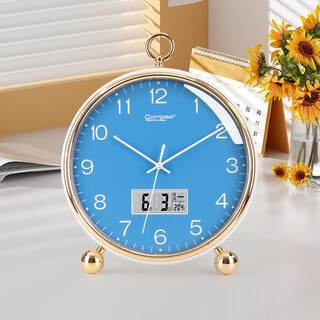 Kangbas simple table clock living room bedroom study desktop clock 2025 creative fashion table clock calendar quartz clock 3476y calendar white and blue (29 cm)
