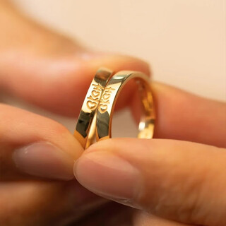 Shanguan 18k gold couple ring double happiness ring men and women like you ring wedding anniversary platinum custom model 18k gold women's model