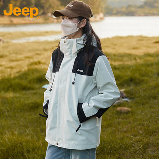 Jeep (jeep) assault jacket men and women couple coat autumn and winter three-in-one functional three-proof men's clothing ivory white women's style l
